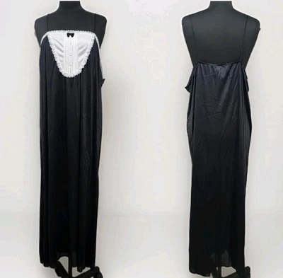 Vintage Undercover Wear French Maid Full Length Slip Nightgown Nylon Black Sz 3X - Image 1 of 4
