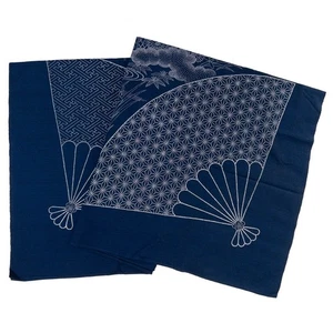 Ventilador Plegable Sensu De Colección Japonés Furoshiki Grande Algodón Índigo Diseño: 104 X 105 cm - Imagen 1 de 5