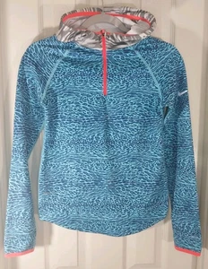 Nike Pro Girls 1/4 Zip Hoodie Animal Print Size L - Picture 1 of 4