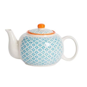 Hand-Printed Teapot Japanese Style Porcelain Tea Pot Crockery 820ml Blue - Picture 1 of 7