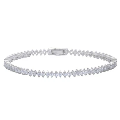 Silverly Bracciale Argento 925 2 mm Zirconi Bianchi Rotondi Tennis - Immagine 1 di 4