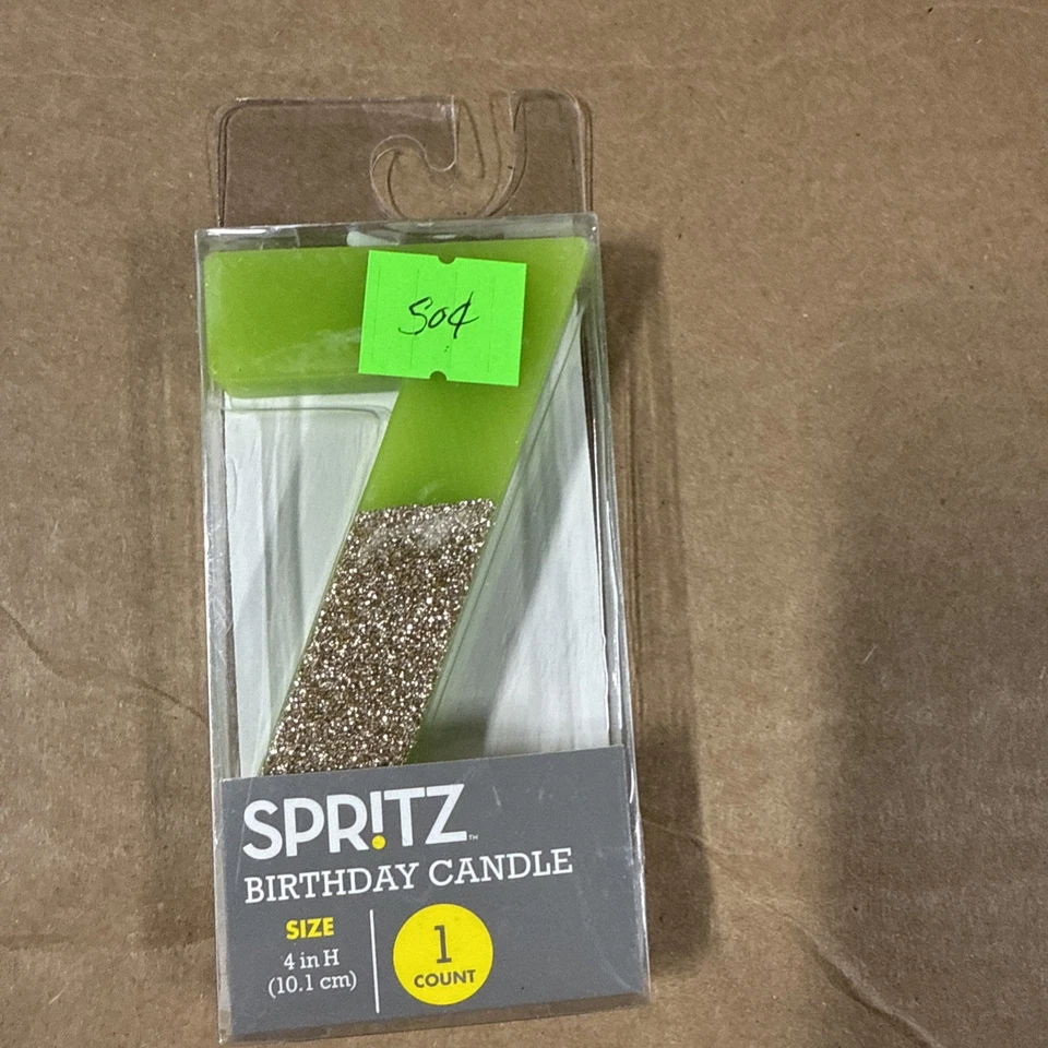 Number 7 Glitter Candle Green/Gold - Spritz
