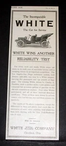 1906 OLD MAGAZINE PRINT AD, THE INCOMPARABLE WHITE TOURING STEAM CAR, STURDY! - Picture 1 of 1