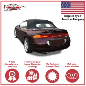 Fits Mitsubishi Eclipse 1995-99 Convertible Soft Top & Glass Window Black Cloth - Picture 1 of 2