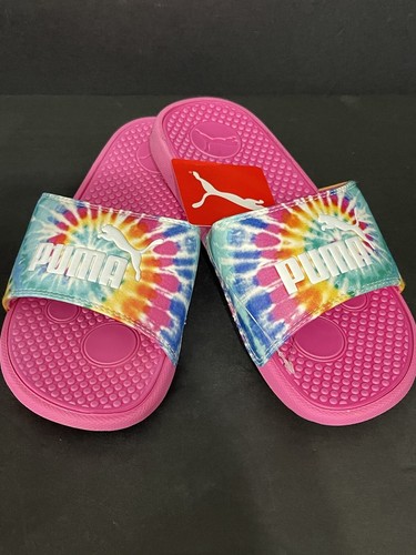 Nuovo con scatola Puma Cool Cat TIE Dye ragazze BX JR slide infradito phlox rosa bianco Puma T48