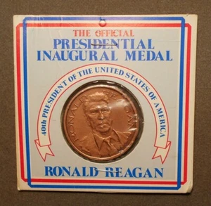 Ronald Reagan, offizielle Eröffnungsmedaille des Präsidenten in Ausgabekarte. Kupfer, 3 - Bild 1 von 2