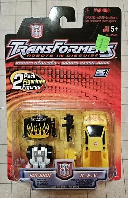 Transformers Robots in Disguise HOT SHOT & R.E.V. Paquete de 2 Hasbro de colección 2001 - nuevo Foto 1 de 2