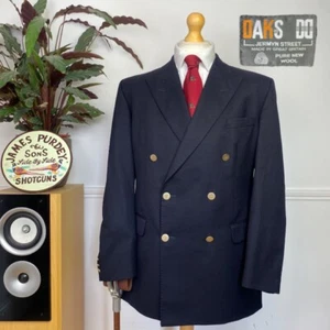 Chaqueta Blazer Militar DAKS (40R) Doble Pecho Pico Azul Marino + Botón Dorado En muy buena condición - Imagen 1 de 22
