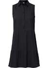 Leinen-Kleid mit Volants und Kn&#246;pfen Normal Gr. 44 Schwarz Mini Sommerkleid Neu