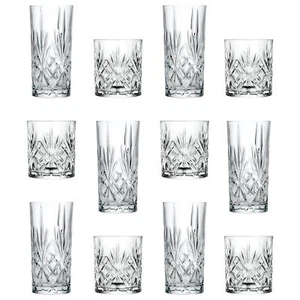 12pc RCR Crystal Melodia Highball Glasses & Whisky Tumblers Set Drinking Glass - Picture 1 of 7