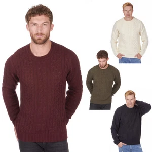Para hombre Clásico Grueso Tejido Cable Cuello Redondo Jumper Suéter Pulóver Invierno NUEVO - Imagen 1 de 7