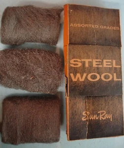 Sun Ray STEEL WOOL Antique ASSORTED SIZES Full Box (3) NOS FINE MEDIUM COARSE - Picture 1 of 3