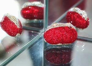 JUDITH LEIBER BUNNY RABBIT RED SWAROVSKI CRYSTAL PILLBOX TRINKET STASH PILL BOX - Picture 1 of 10