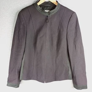 Akris Punto Jacket Womens Size 14 Grey Long Sleeve Cotton Blend Zip Up Pockets - Picture 1 of 17