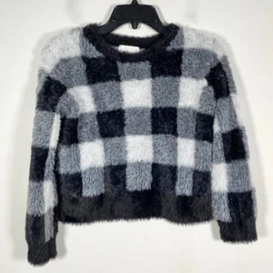 Bella Dahl Girl Kid’s Size 8 Buffalo Check Fuzzy Soft Sweater - Picture 1 of 6