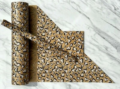 Wrapping Paper Black & White Hearts 50CM Wide Eco Friendly, 100% Recycled Kraft - Image 1 of 4