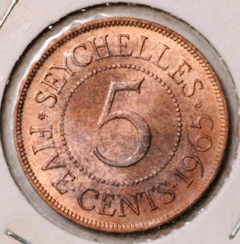 SEYCHELLES LOT OF 3 COINS 1-2-5 CENTS 1965 (UNC RED-BN) QUEEN ELIZABETH-II Cover