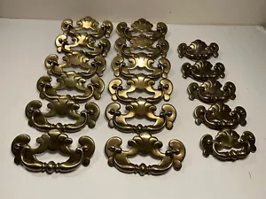 Lot Of 17 Vintage KBC2 Keeler Brass Co. Brass Dresser Furniture Drawer Pulls - Picture 1 of 19