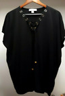 Gorgeous Michael Kors Black Gold Logo Women Size Large L Relaxed Stretch Top