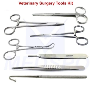 Surgical Veterinary Castration Procedure Ovariectomy Ovaries Removal Tools Kit - Picture 1 of 8