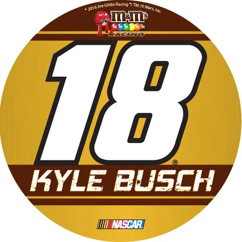 NASCAR #18 Kyle Busch 4" Round Racing Stripe Magnet-New for 2016! Cover
