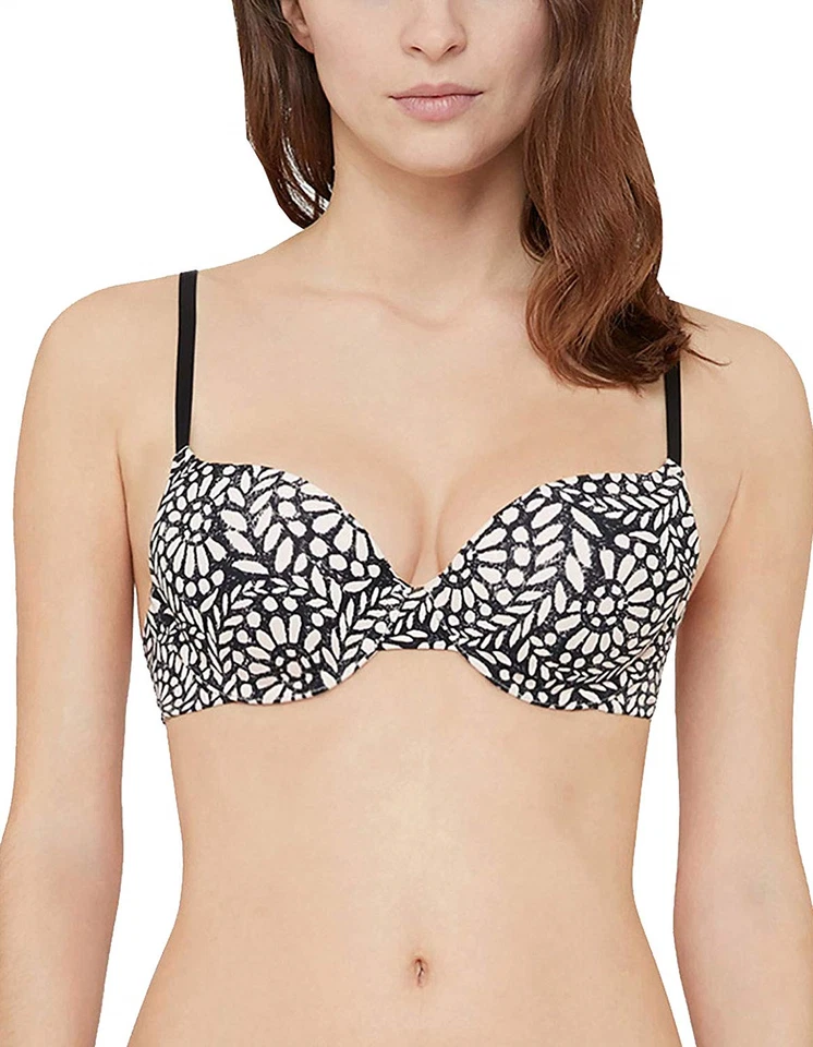 Sujetador push up LOU negro/desnudo estampado sin forma de nada, EE. UU. 34B/Reino Unido 34B, nuevo con etiquetas Foto 1 de 4