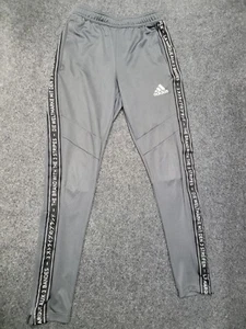 Adidas Track Pants Mens XS Gray Black Jogger Performance Fleece Tapered Gym - Picture 1 of 17