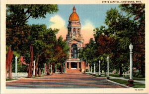 Unposted Linen Post Card State Capitol Cheyenne Wyoming - Picture 1 of 2