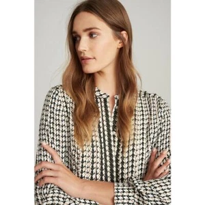 Blusa REISS Lea Geo Print para mujer talla US 6 UK 10 moderna oficina a cócteles - Imagen 1 de 10