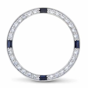 LADIES .70CT NATURAL DIAMOND BEZEL 18KW WITH SAPPHIRES FOR ROLEX DATE, DATEJUST, - Picture 1 of 6