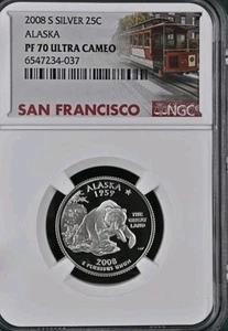 2008 S ALASKA, state silver Quarter, NGC, PF70, Ultra Cameo - Picture 1 of 5