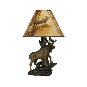 Zeckos Zeckos North American Bull Moose Table Lamp With Printed Shade - Picture 1 of 9