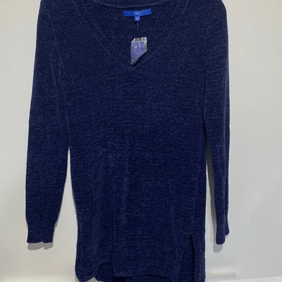 Apt. 9 Women's Navy Blue V-Neck Long Sleeve Knit Pullover Tunic Sweater Size XS - Image 1 of 4