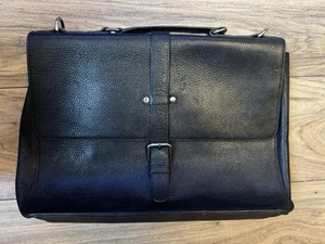 M&S Genuine Leather Briefcase - Work Bag - Business. Black. - Picture 1 of 9