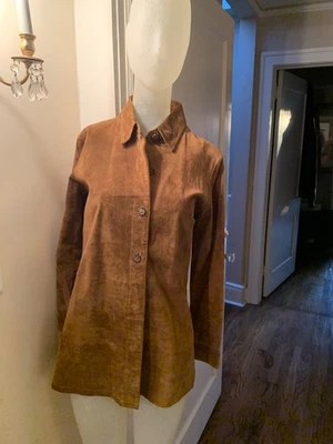 Brandon Thomas LAVABLE Genuino Gamuza Camisa Chaqueta Marrón Chocolate Talla XS Foto 1 de 4