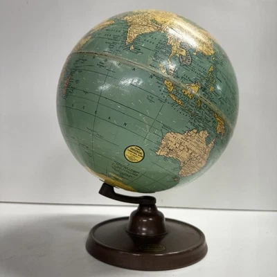 Base metálica globo terrestre universal Cram's de 9 pulgadas antes de la Segunda Guerra Mundial - ver fotos Foto 1 de 4