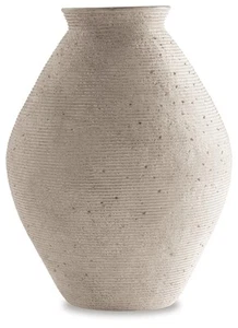 Hannela 17" Modern Distressed Polyresin Vase, Antique Tan - Picture 1 of 2