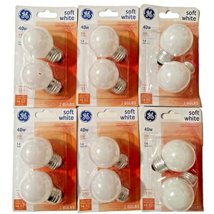 12 GE 40w Soft White G16 1/2 Shape 31110 Decorative Cozy Light Bulbs E26 Screw - Picture 1 of 6