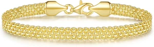 Bracciali da donna in oro 14 carati 6,5" catena a maglia antiappannamento per donna 5,6 mm W - Foto 1 di 12
