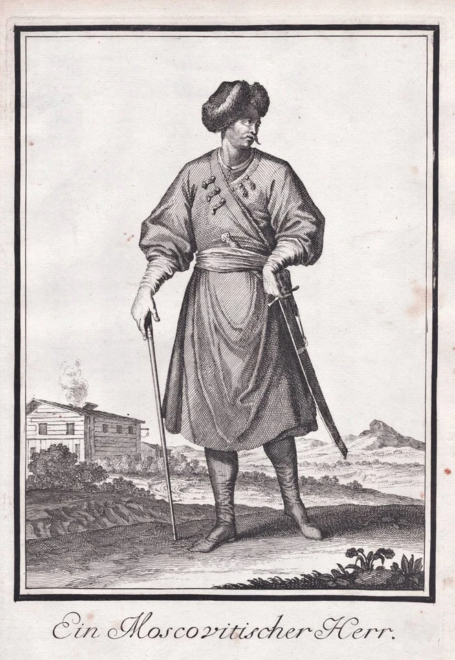 Costumes D'Homme Russe Moscou Russie Gravure Sur Cuivre Clara 1703 - Photo 1/1