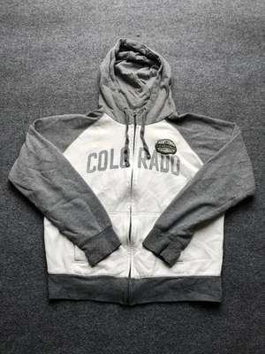 Camp David Hoodie Mens Large Gray White Full Zip Colorado Broadmoor Patch Raglan - Image 1 of 4
