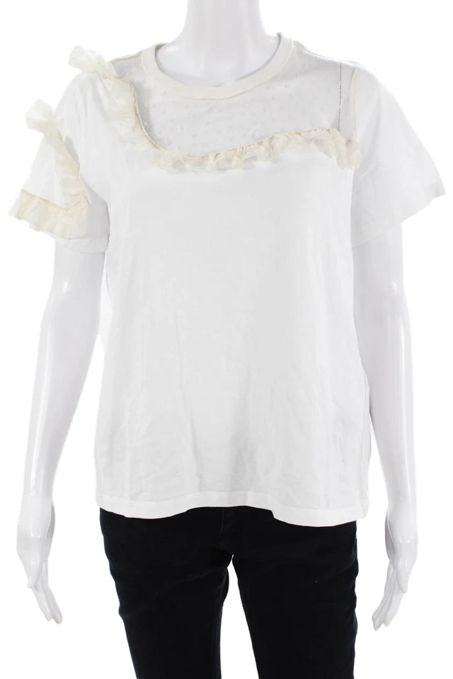 RED Valentino, Mujer Camiseta Básica Blanca Algodón Cuello Redondo Manga Corta Talla XL Foto 1 de 4