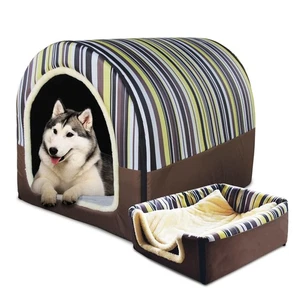 Dog Bed,2 Ways to Use,Indoor Pet House with Fluffy Mat,Removable and Washable... - Picture 1 of 5
