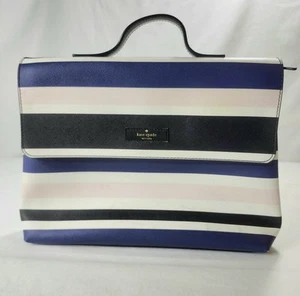Kate Spade Lita Laurel Way Cruise Stripe Black Pink Navy Trifold Kosmetiktasche - Bild 1 von 12