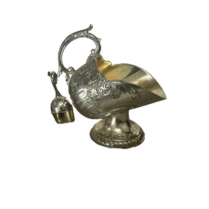 VTG Silver Plated Sugar Scuttle Bowl W/matching Scoop Ornate Floral Japan - Picture 1 of 19