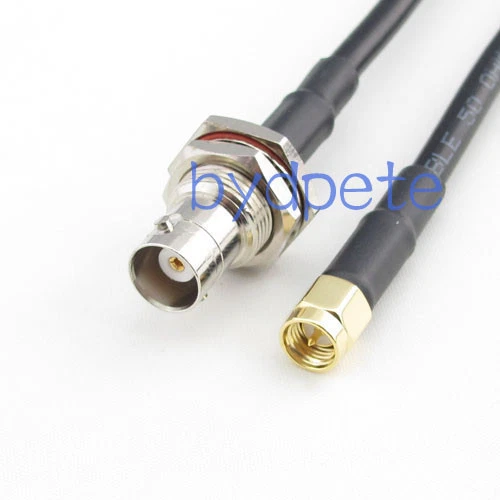 BNC female bulkhead waterproof to SMA male plug RG58 Pigtail Coaxial Cable 50ohm - Image 1 of 1