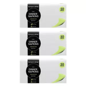 3x 50PK Lemon & Lime 40cm Dinner 2-Ply Napkin 1/8 Fold Table Paper Towel White - Picture 1 of 6