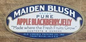 ADVERTISING Bottle JAR label Maiden Blush Blackberry Jelly Front Royal Virginia - Picture 1 of 1