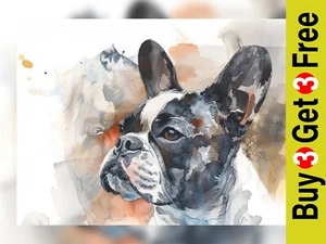Französische Bulldogge Porträt 5"x7" Druck auf mattem Papier | Künstlerische Hund Illustration - Bild 1 von 7
