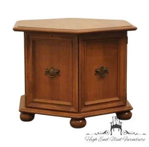ETHAN ALLEN Classic Manor Solid Maple Hexagonal Accent Storage End Table 15-8627 - Picture 1 of 10